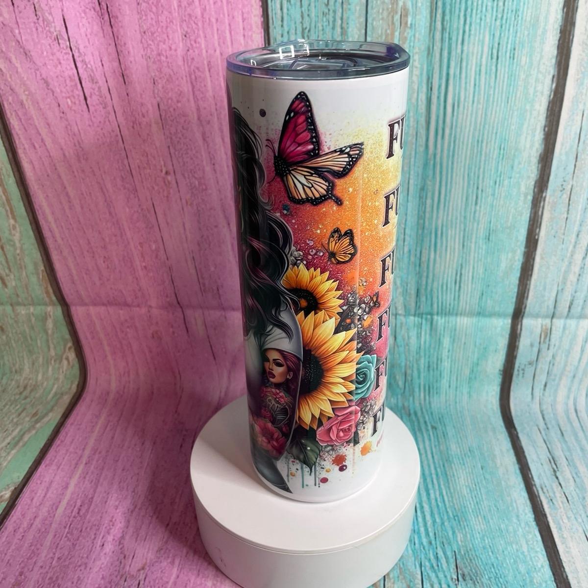 Explicit f this f that bubblegum 20oz/30oz skinny stainless steel tumbler with lid and straw