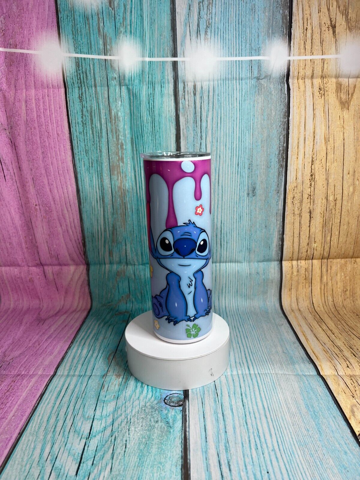 Stitch Purple Drip insulated 20oz skinny Tumbler, Hot Or Cold with straw