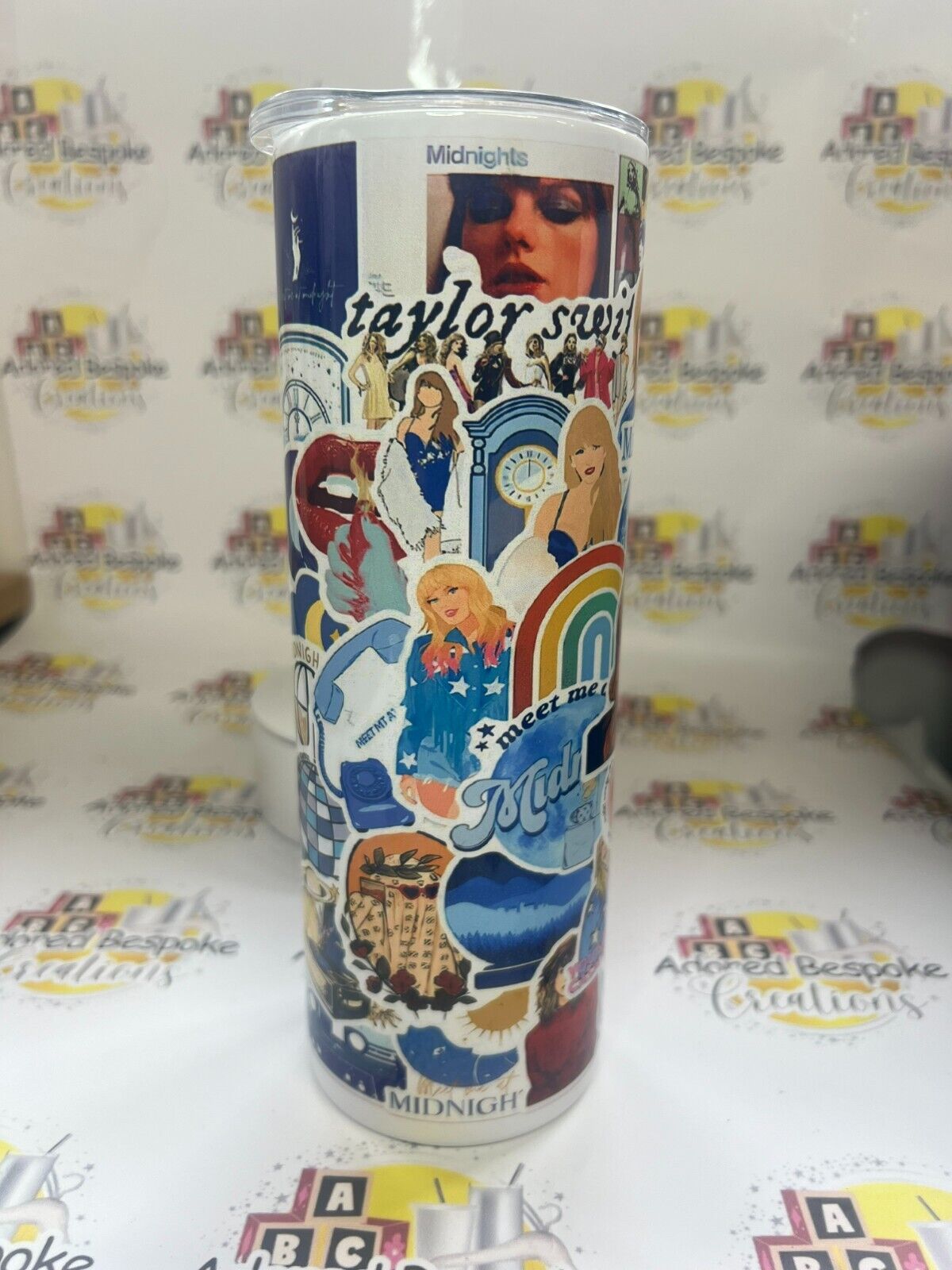 Taylor Swift 20oz Skinny tumbler scrapbook design, hot/cold, water bottle.