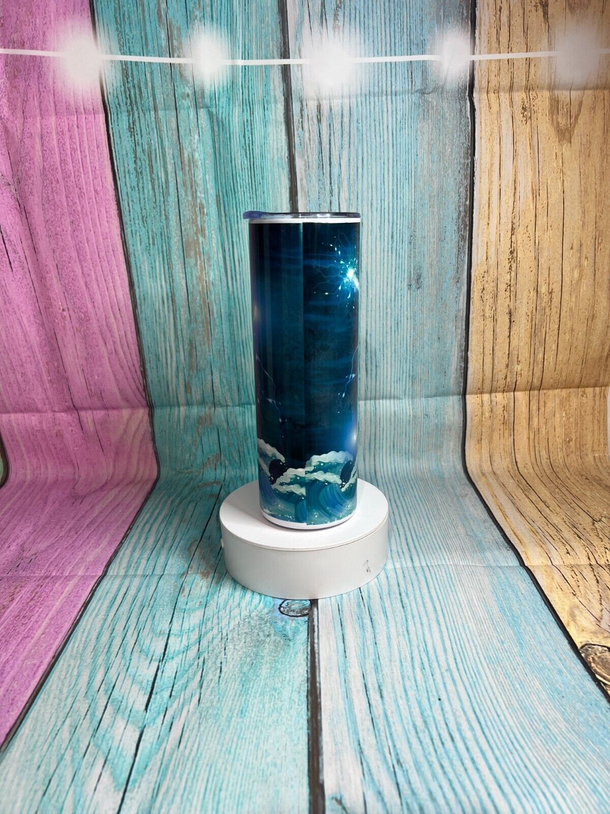 Jaws inspired stainless steel 20oz skinny tumbler with straw - Hot/Cold
