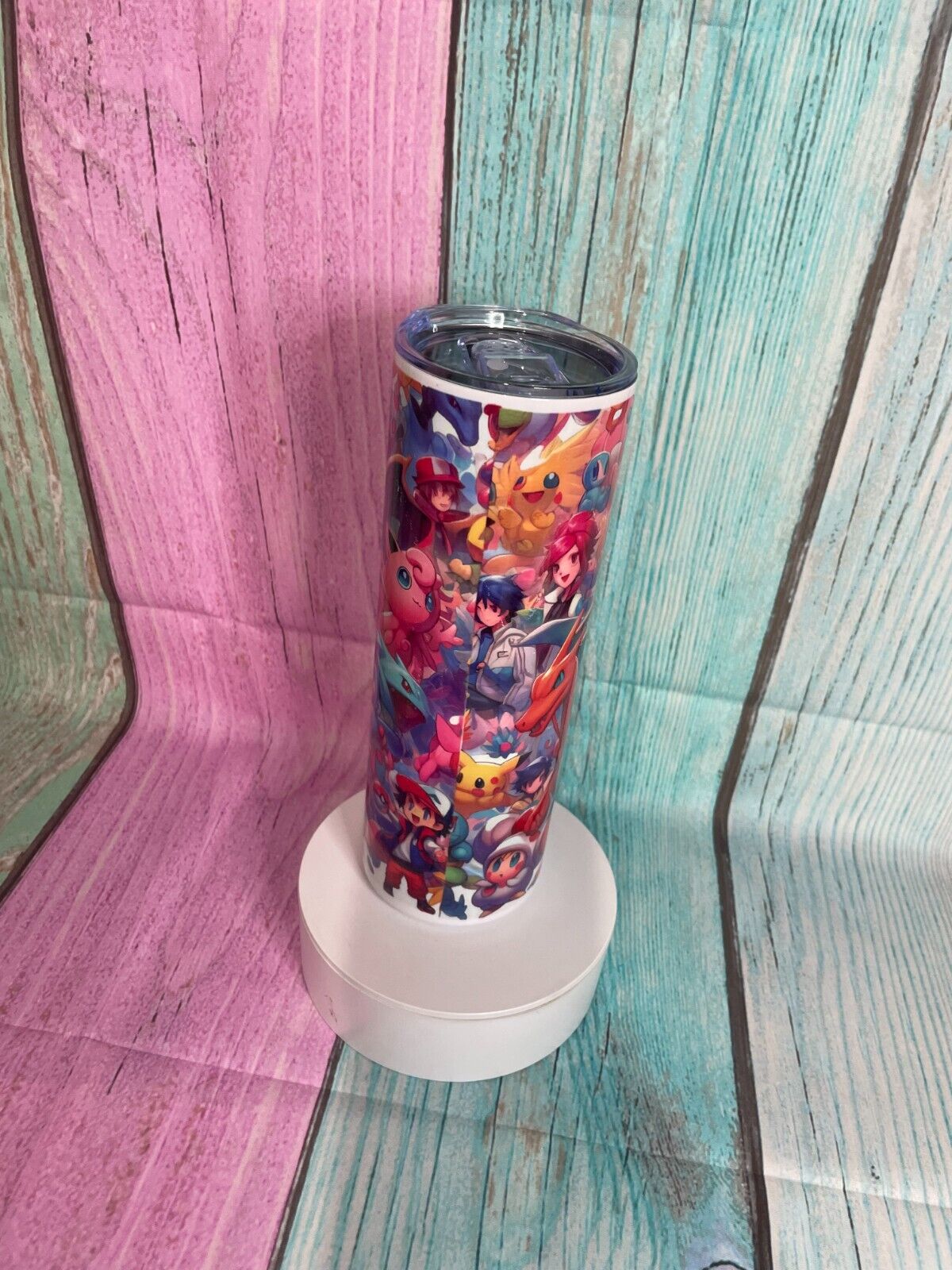 Pokemon inspired stainless steel 20oz skinny tumbler with straw
