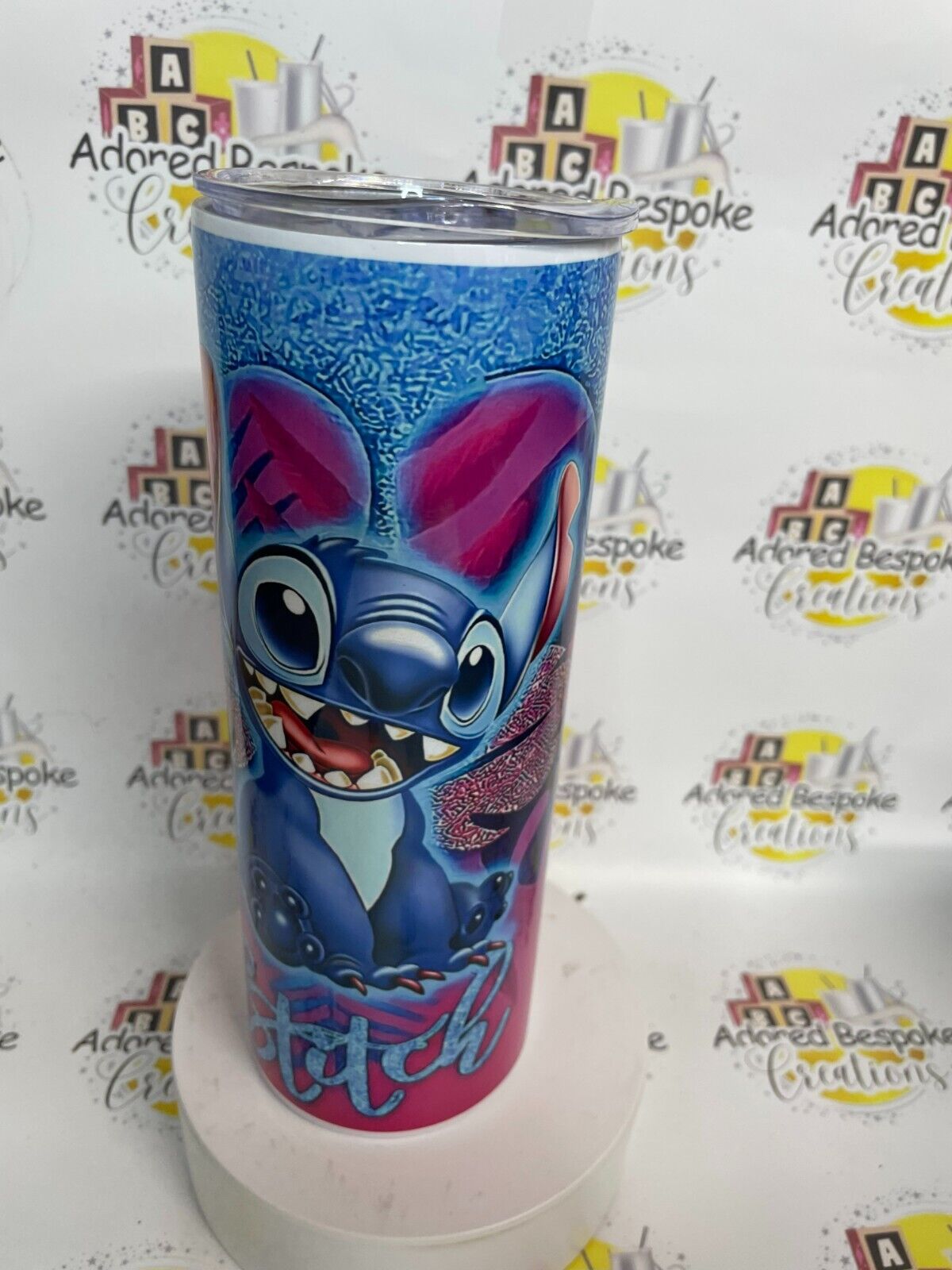 stitch glitter 20oz stainless steel tumbler