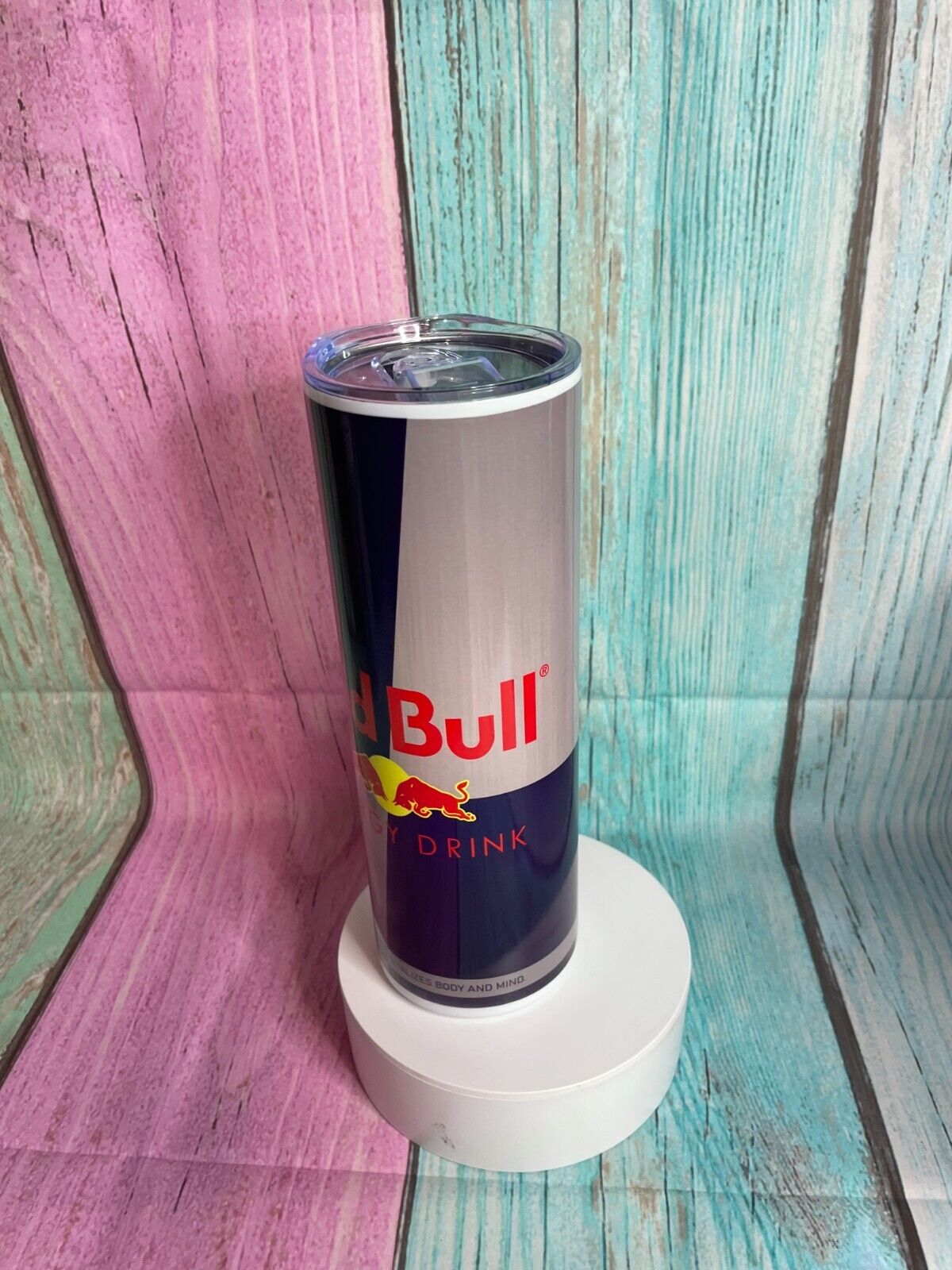 Red bull original inspired stainless steel 20oz skinny tumbler with straw