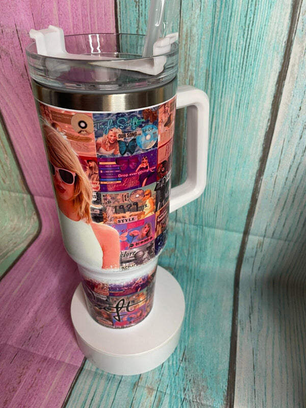 Taylor Swift 40oz printed Tumbler with straw water bottle, hot/cold with straw