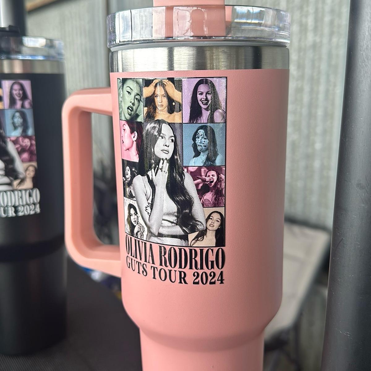 Olivia Rodrigo Guts Tour 40oz flask with handle lid and straw