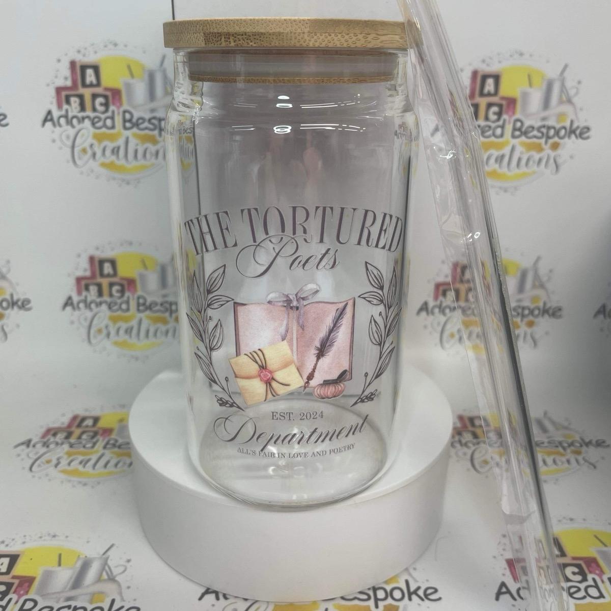 Taylor swift tortured poets 16oz libbey glass can with glass straw and box Coffee Drinkware Reusable