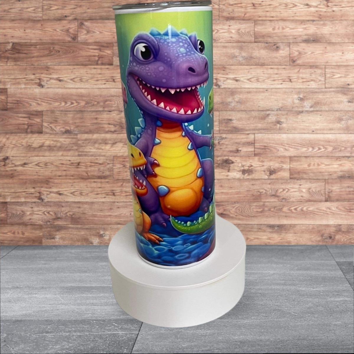 Dinosaur 20oz Stainless Steel Skinny tumbler with straw Drinkware Reusable