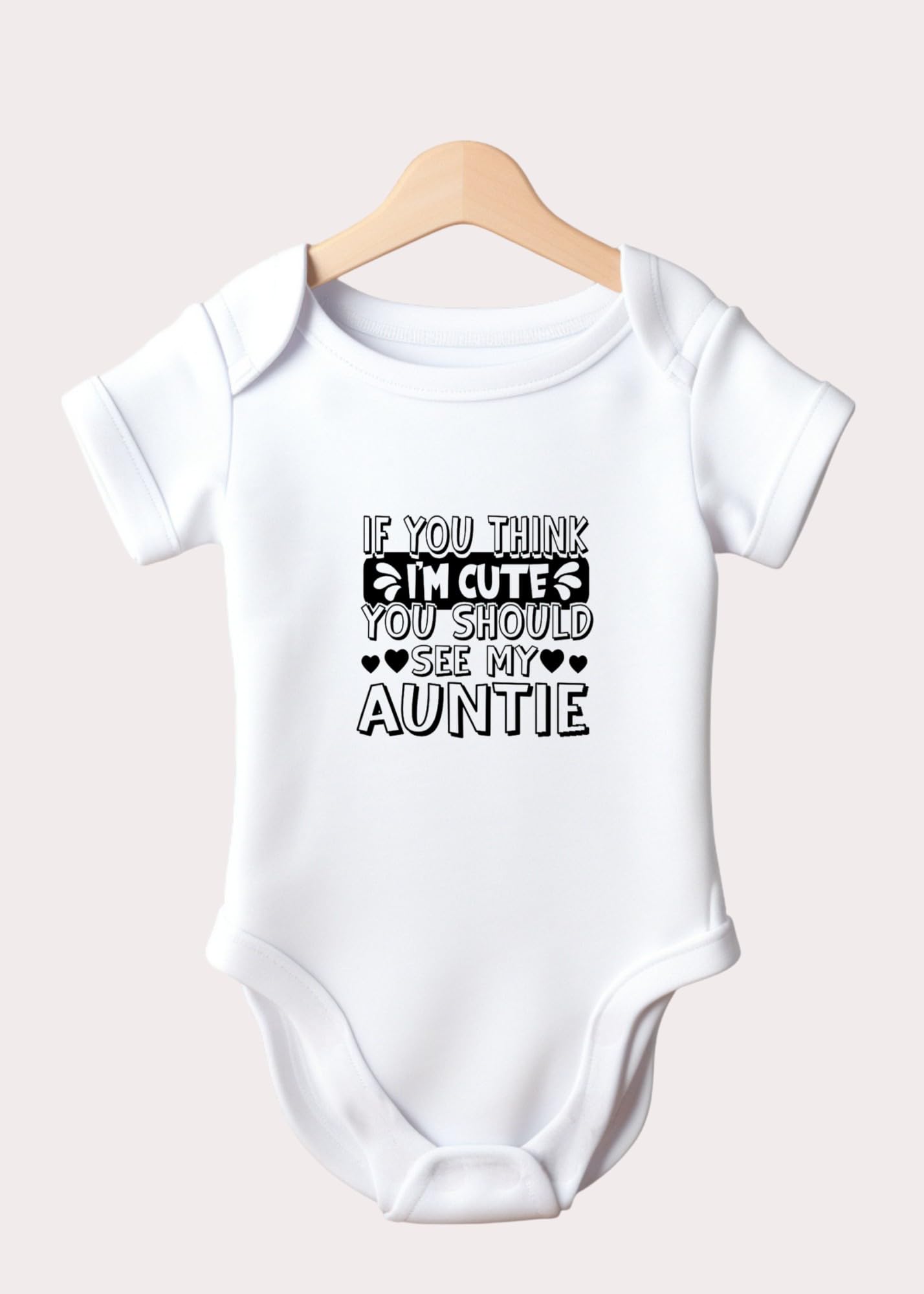 Funny Printed Baby Bodysuit, If You Think I'm Cute You Should See My Auntie, White, 0-24 Months