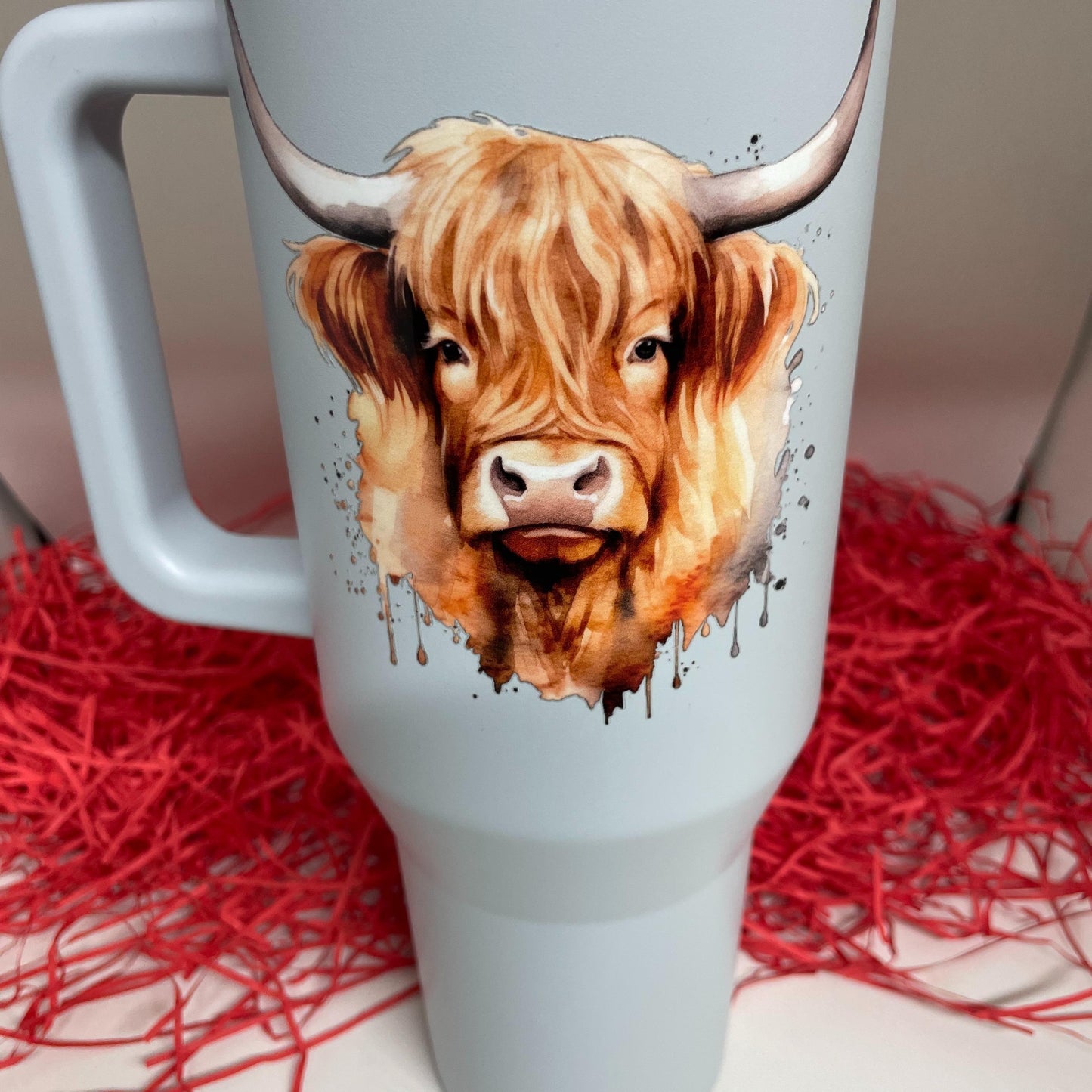 Watercolour Highland Cow Design 40oz Tumbler, with straw. Water Bottle, Hot & Cold, Stainless Steel. Drinkware Lid Flasks Portable water bottle tumbler