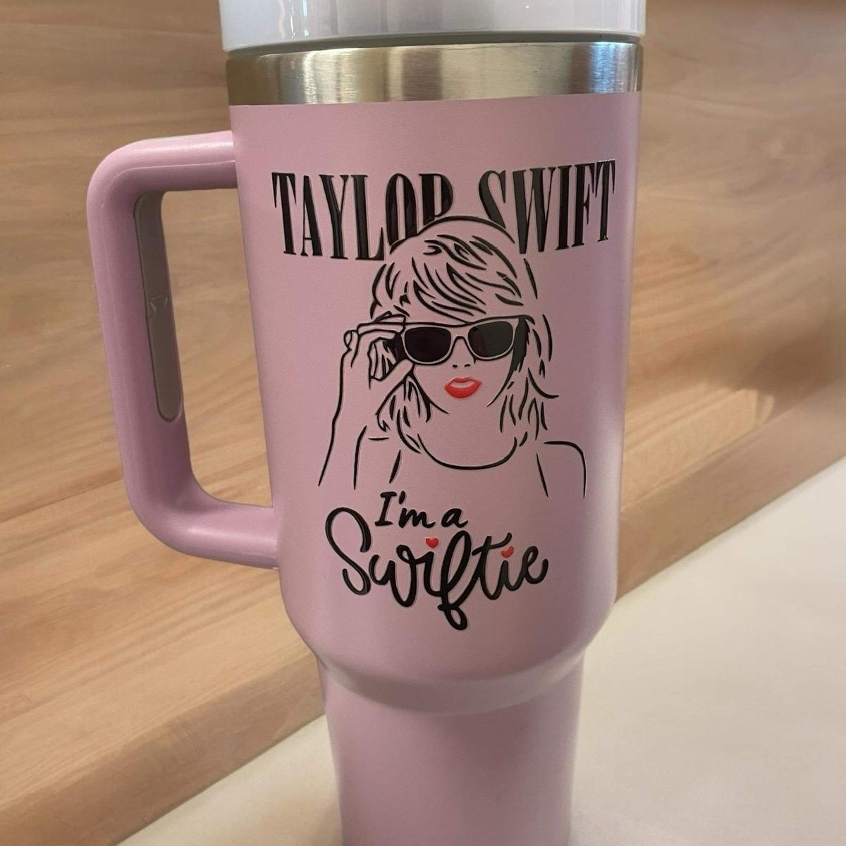 Taylor swift I'm a Swiftie 40oz flask with handle lid and straw
