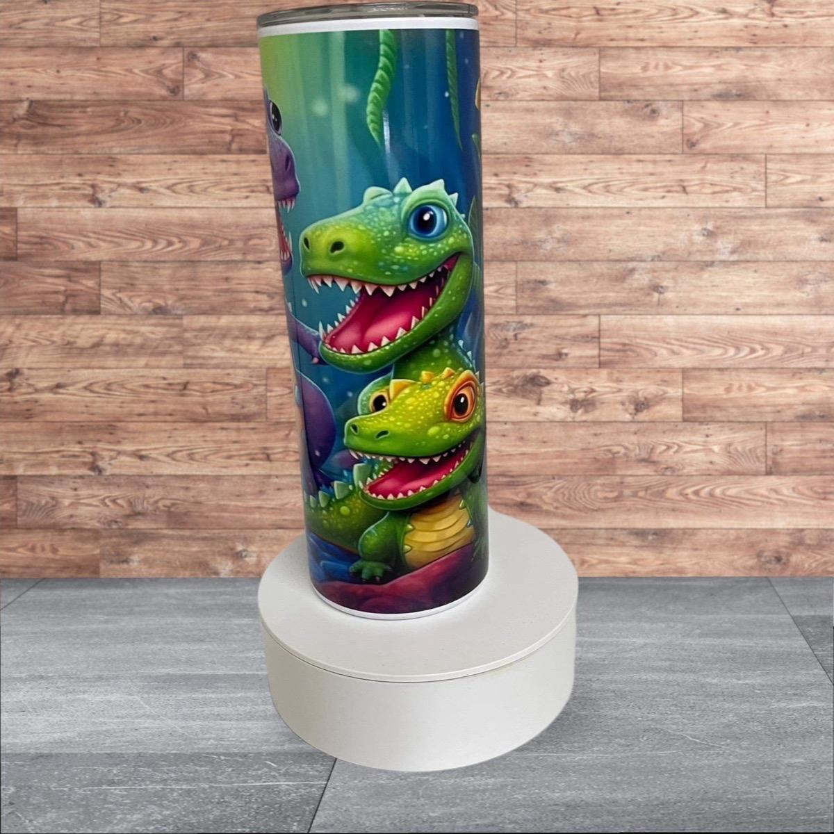Dinosaur 20oz Stainless Steel Skinny tumbler with straw Drinkware Reusable