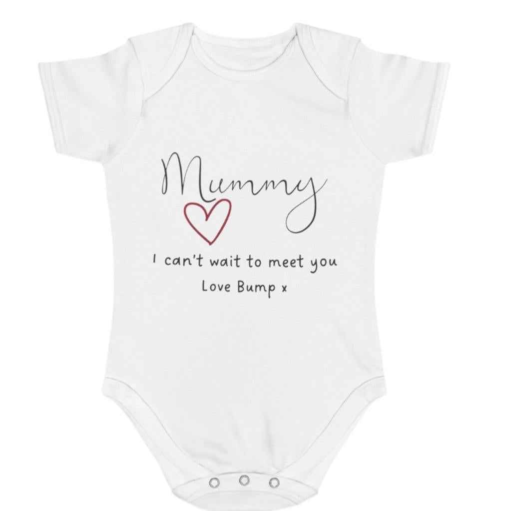 Mummy I can’t wait to meet you from bump baby grow personalised