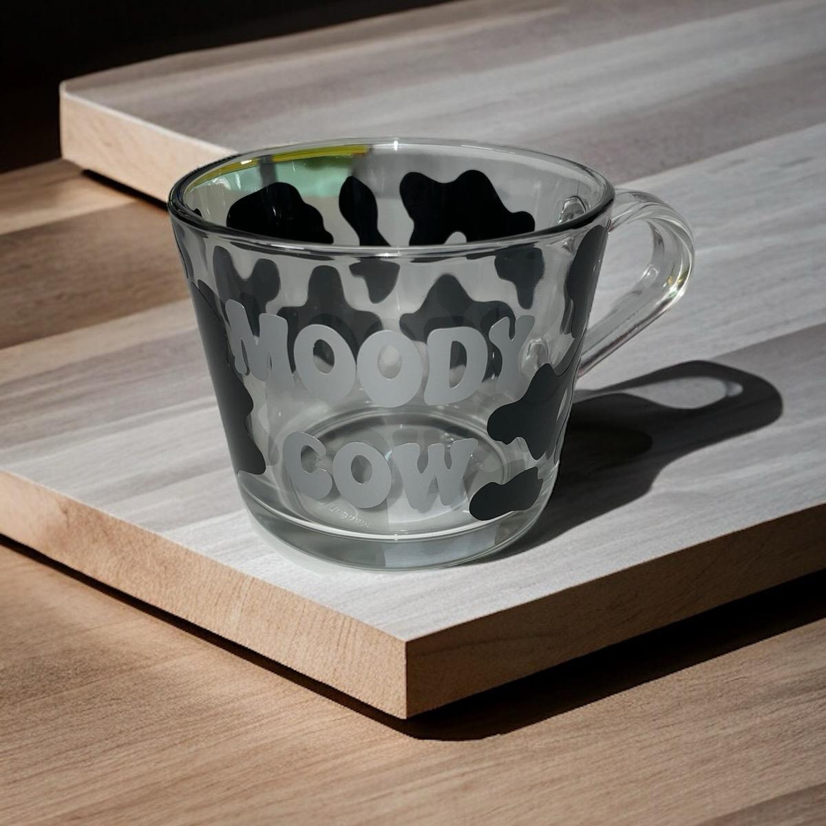 Moody Cow glass coffee mugs Drinkware Tea Cow Print Cup Stylish