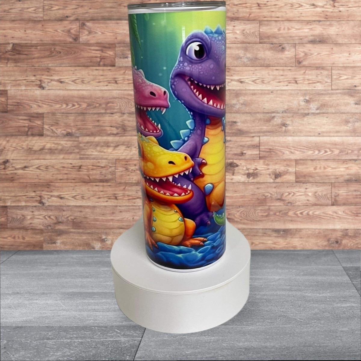 Dinosaur 20oz Stainless Steel Skinny tumbler with straw Drinkware Reusable