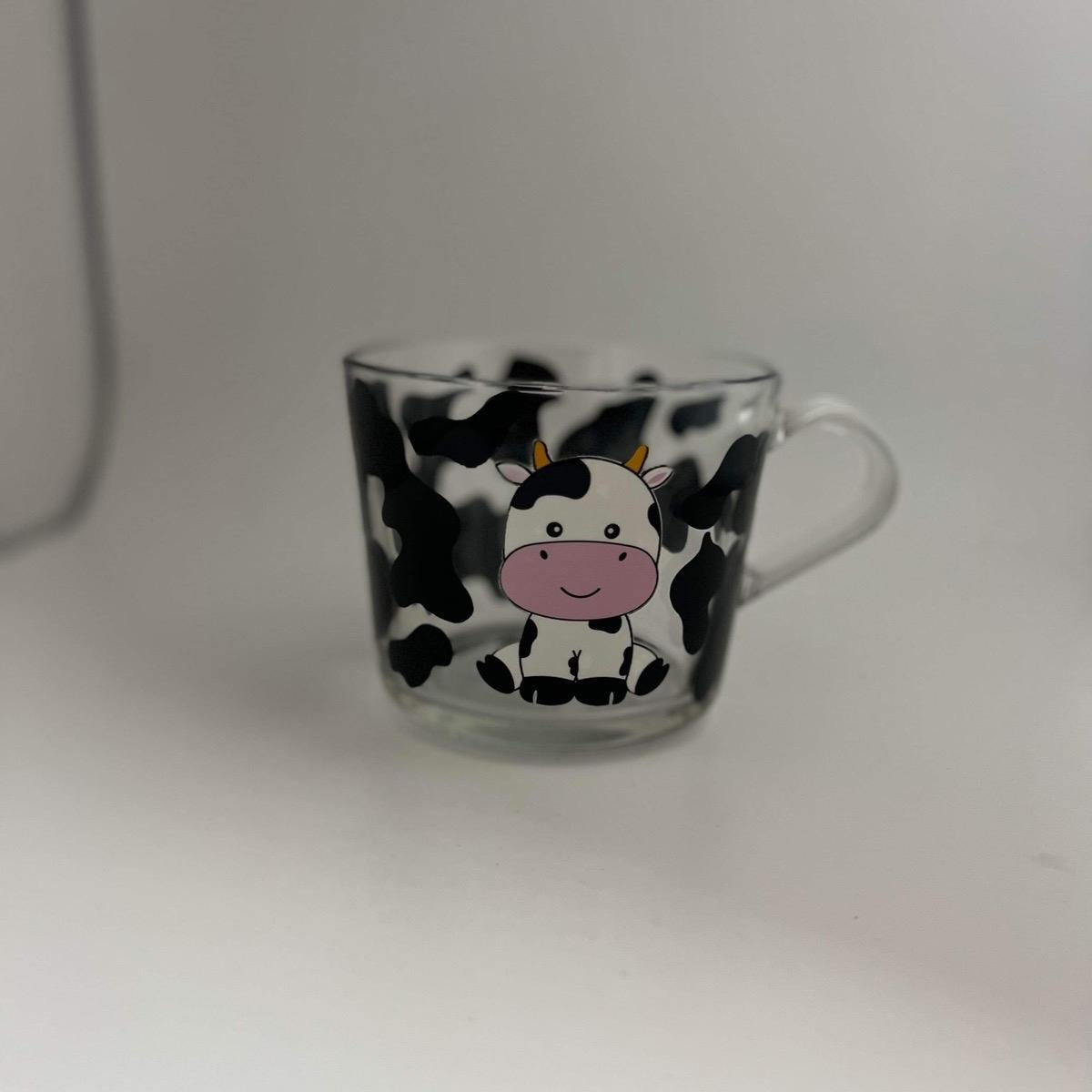 Cute Cow & cow print glass coffee mug Cup Drinkware Reusable Washable Beverage