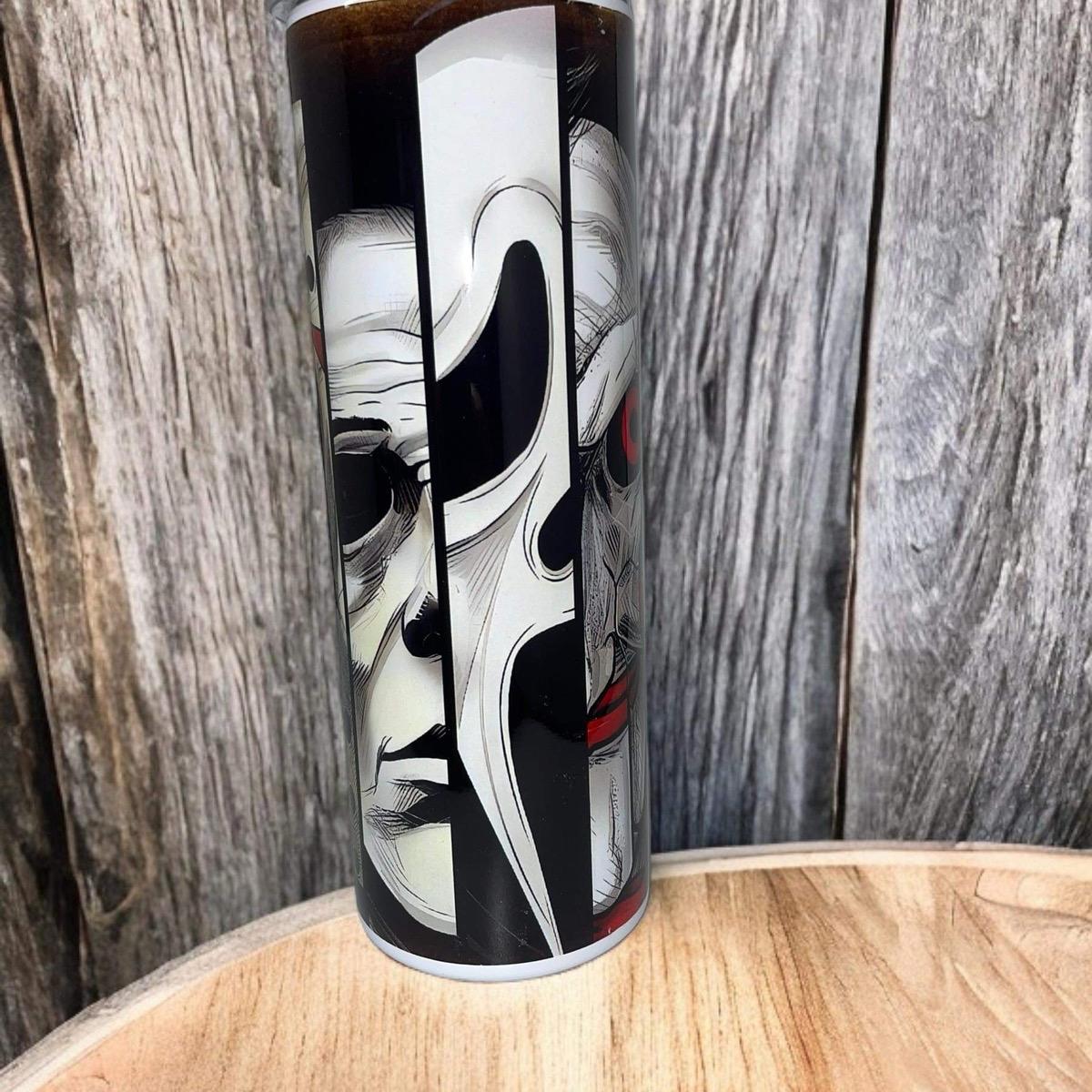 Horror Icons Stainless Steel Skinny Tumbler with straw, Hot/Cold Drinkware Water Bottles