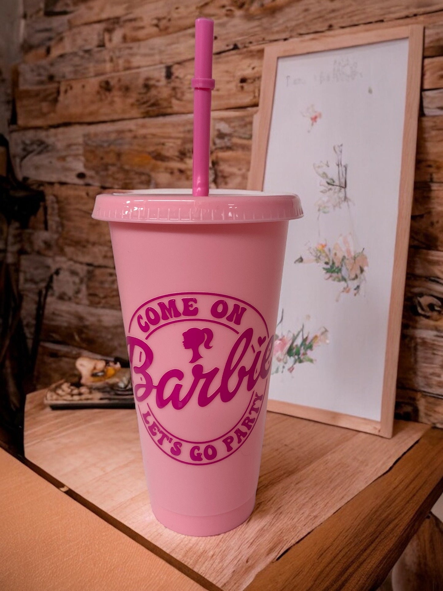 Barbie cold cup, Starbucks Style, Cold Cup, Tumbler, cup with lid and straw