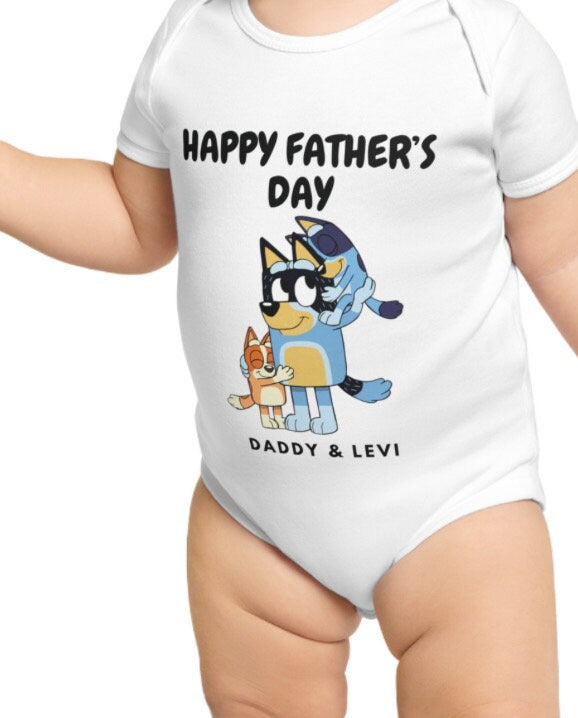 Father’s Day Bluey and bingo dad babygrow