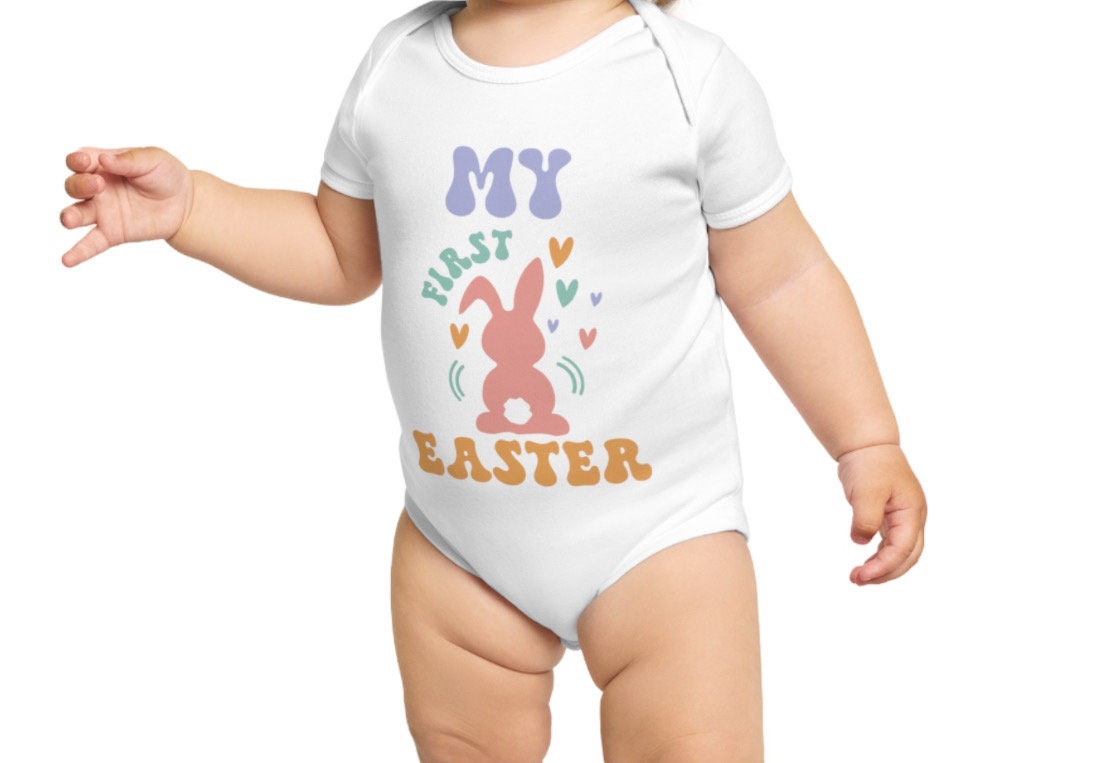 Baby’s first Easter bunny funky writing Baby Vest