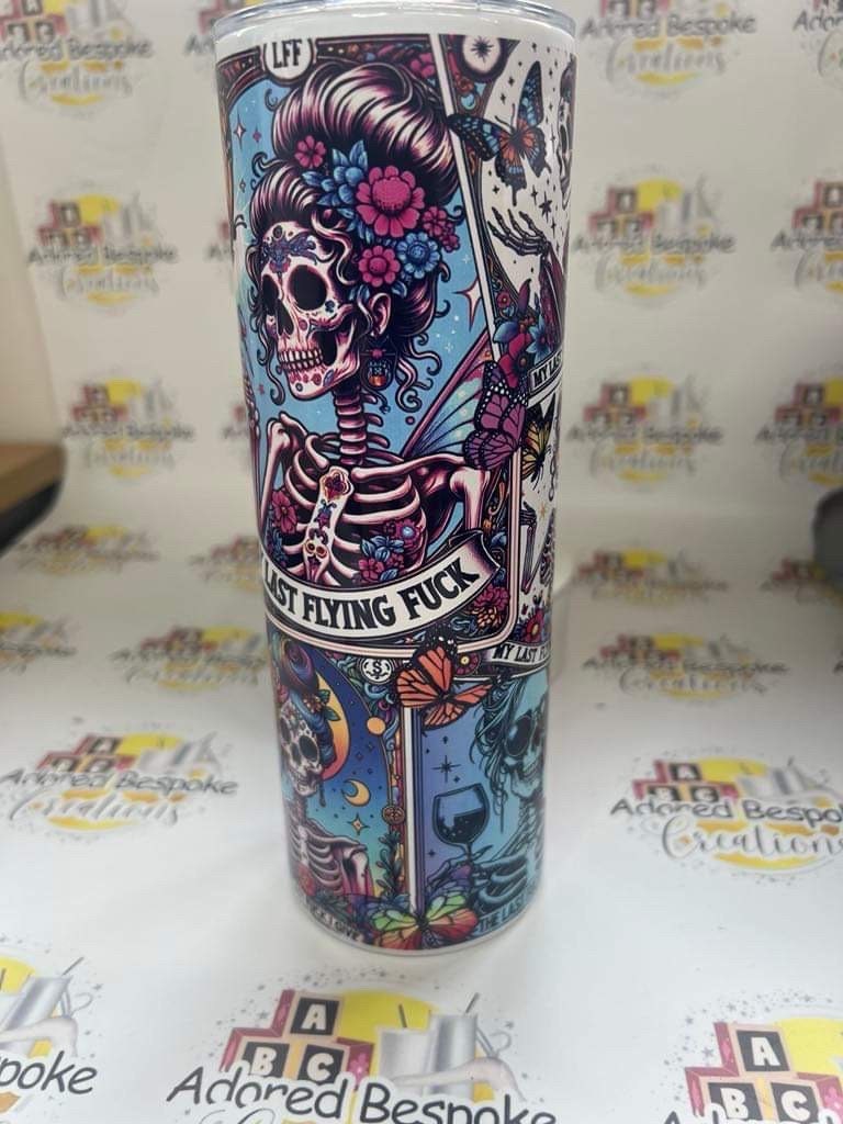 My last flying f**k skeleton stainless steel tumbler with lid and straw