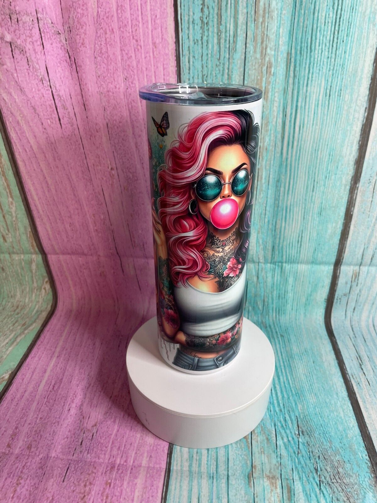 F*ck this F*ck that inspired stainless steel 20oz skinny tumbler with straw