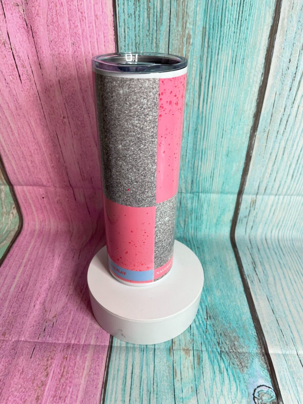 Pink glitter red bull inspired stainless steel 20oz skinny tumbler with straw