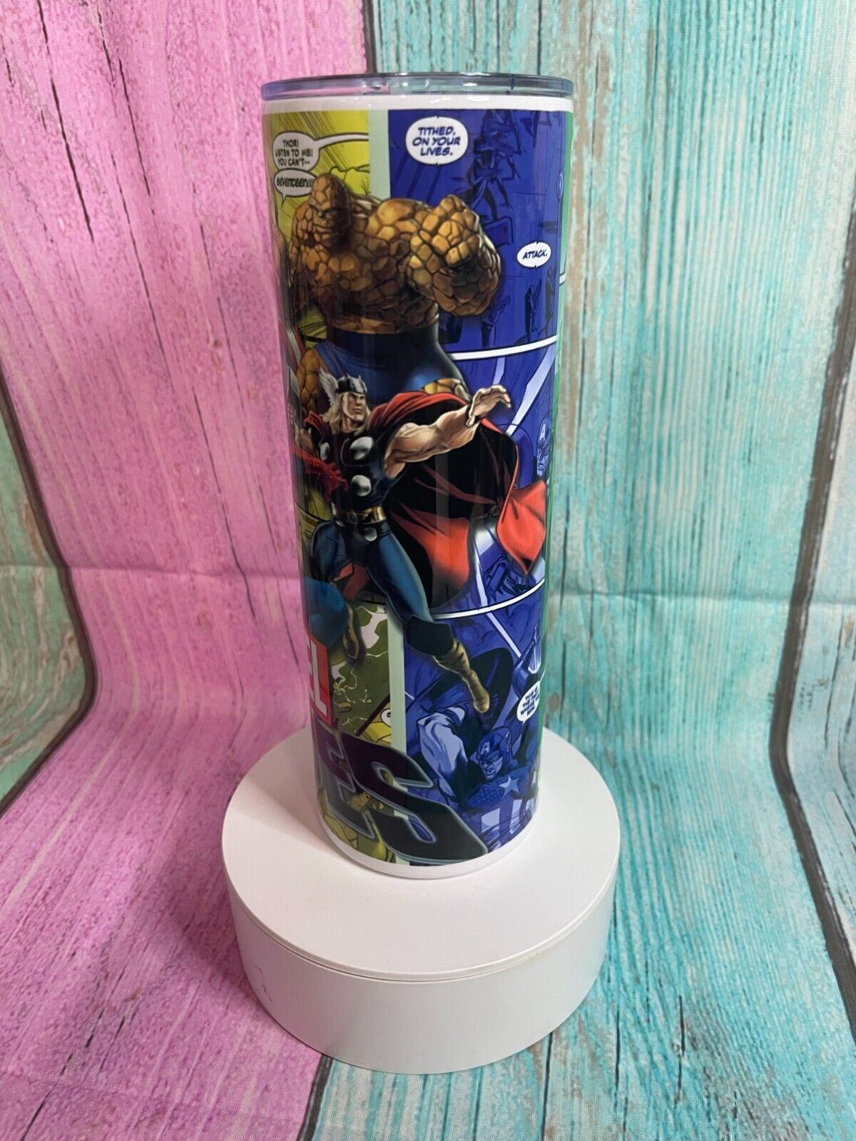 Marvel Heroes Design 20oz Skinny Tumbler, insulated Stainless Steel Hot/Cold