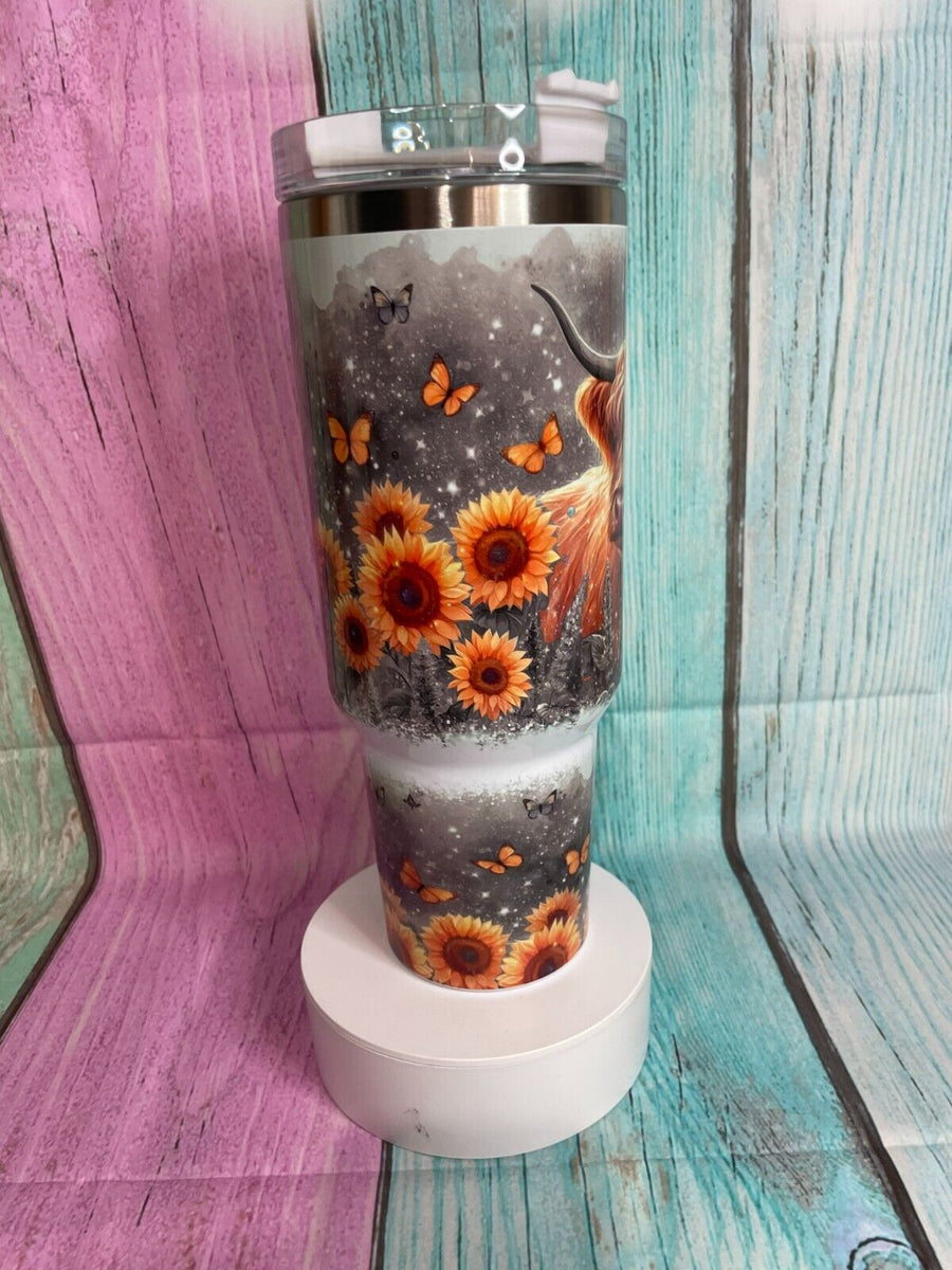 Moody Cow Highland Cow 40oz insulated Tumbler Hot & Cold