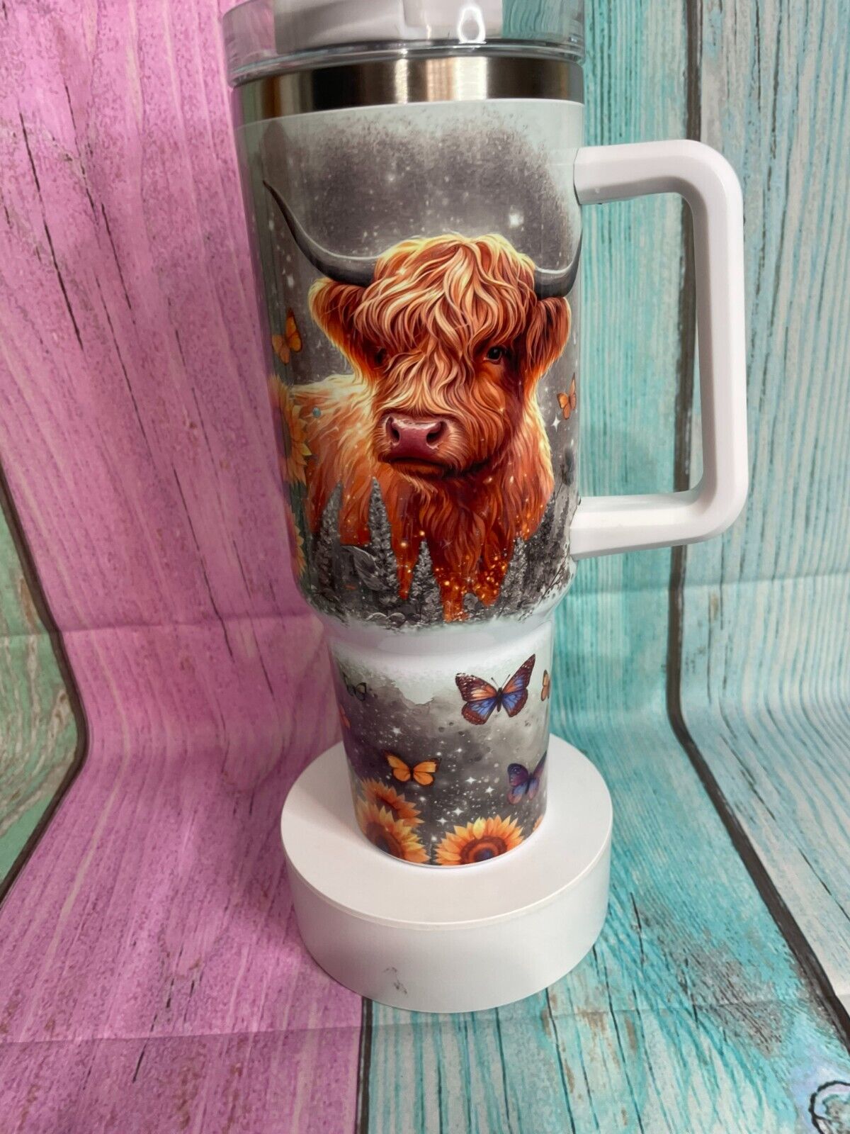 Moody Cow Highland Cow 40oz insulated Tumbler Hot & Cold