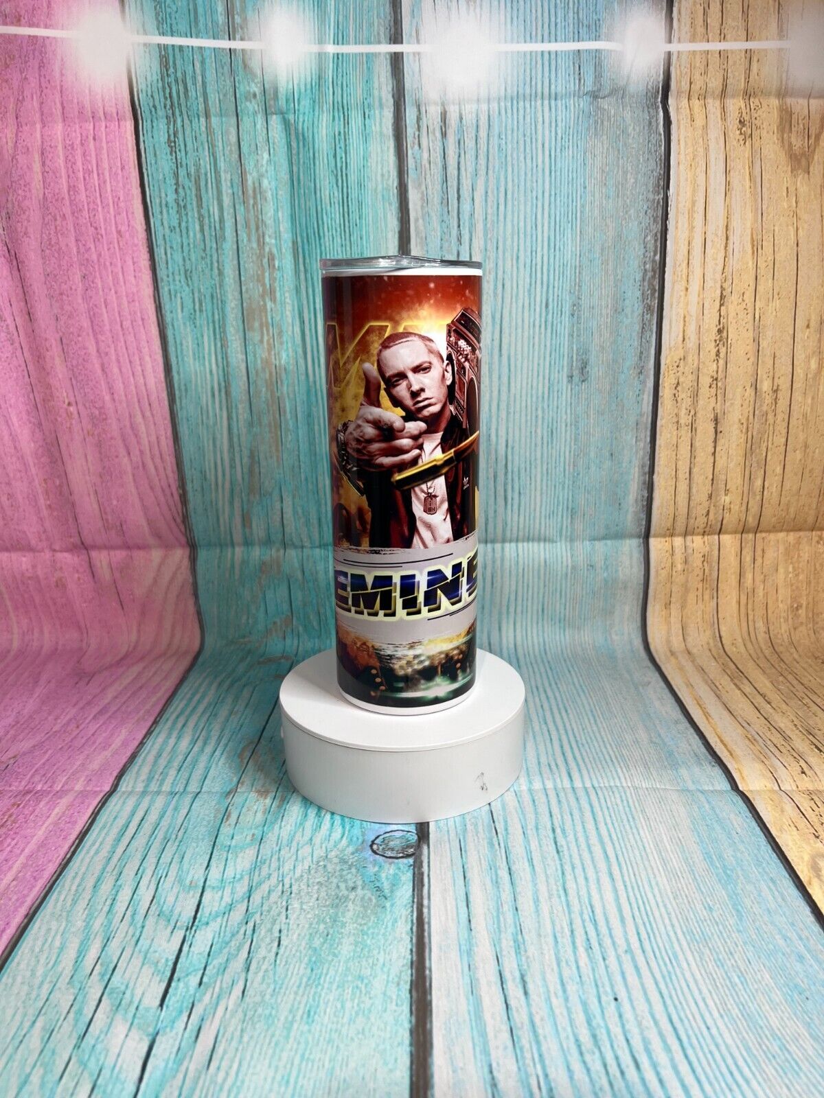 Eminem Rapper Design stainless steel 20oz Skinny tumbler with straw