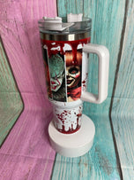 Horror Slideshow 40oz insulated tumbler Water Bottle with handle, lid & Straw Hot/Cold