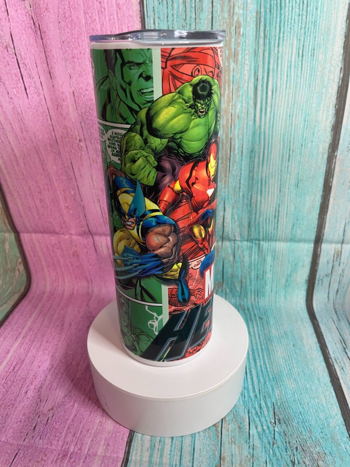 Marvel Heroes Design 20oz Skinny Tumbler, insulated Stainless Steel Hot/Cold