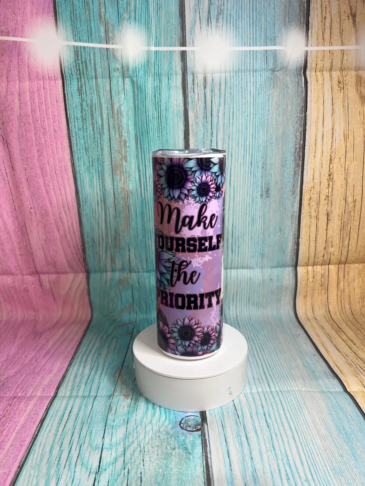 Make yourself the priority inspired stainless steel 20oz skinny tumbler & straw