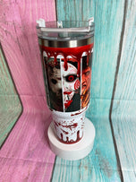 Horror Slideshow 40oz insulated tumbler Water Bottle with handle, lid & Straw Hot/Cold