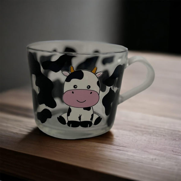 Cute Cow & cow print glass coffee mug Cup Drinkware  Reusable Washable Beverage