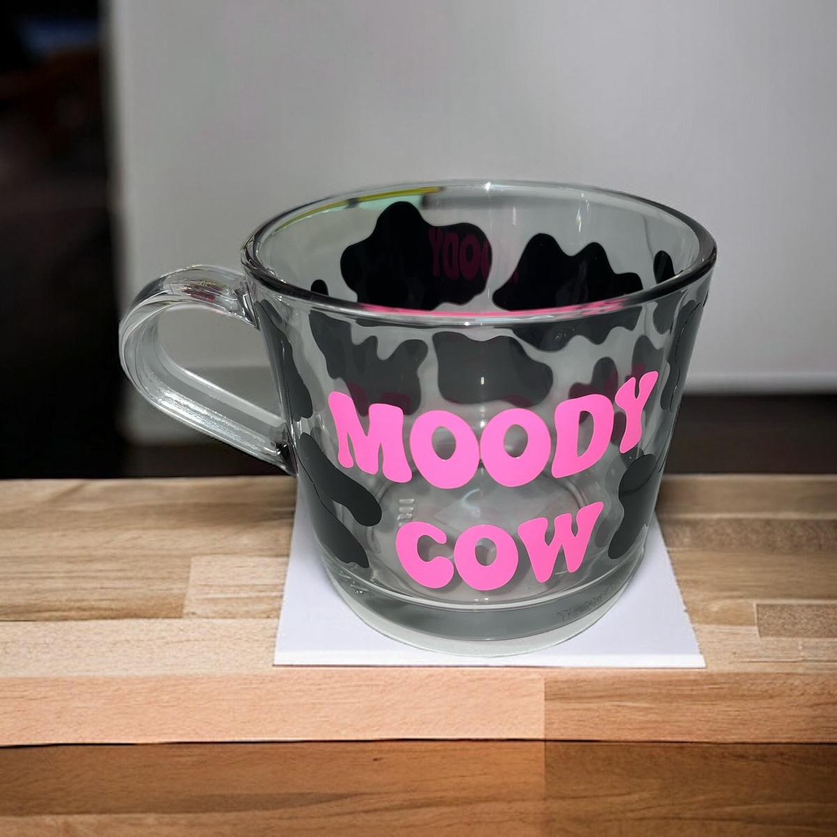 Moody Cow glass coffee mugs Drinkware Tea Cow Print Cup Stylish