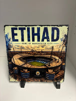 Football Stadium Photo Slate 18 x 18cm Ethiad