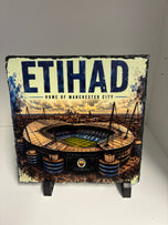 Football Stadium Photo Slate 18 x 18cm Ethiad