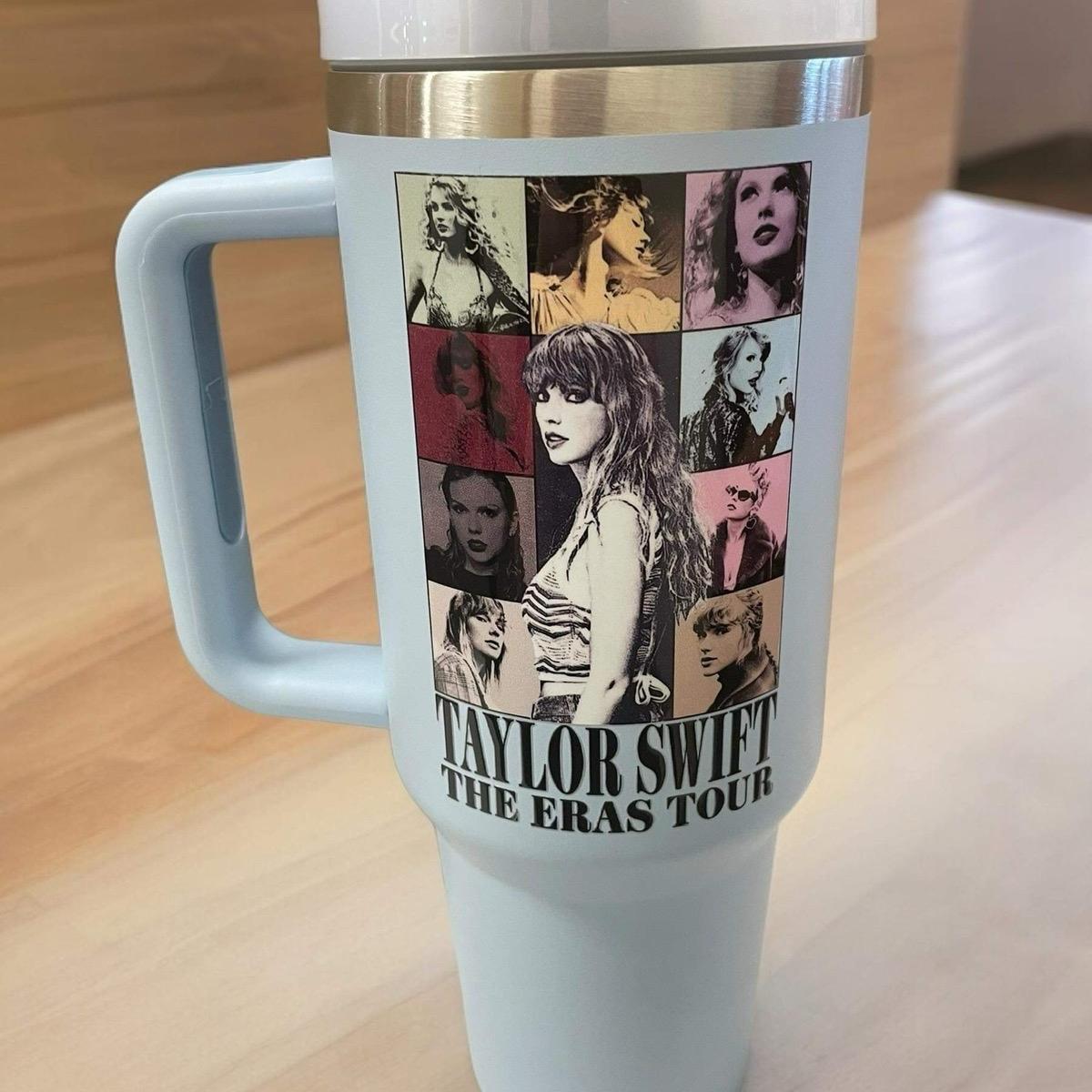 Taylor swift Eras Tour 40oz flask with handle lid and straw, water bottle. Swiftie.