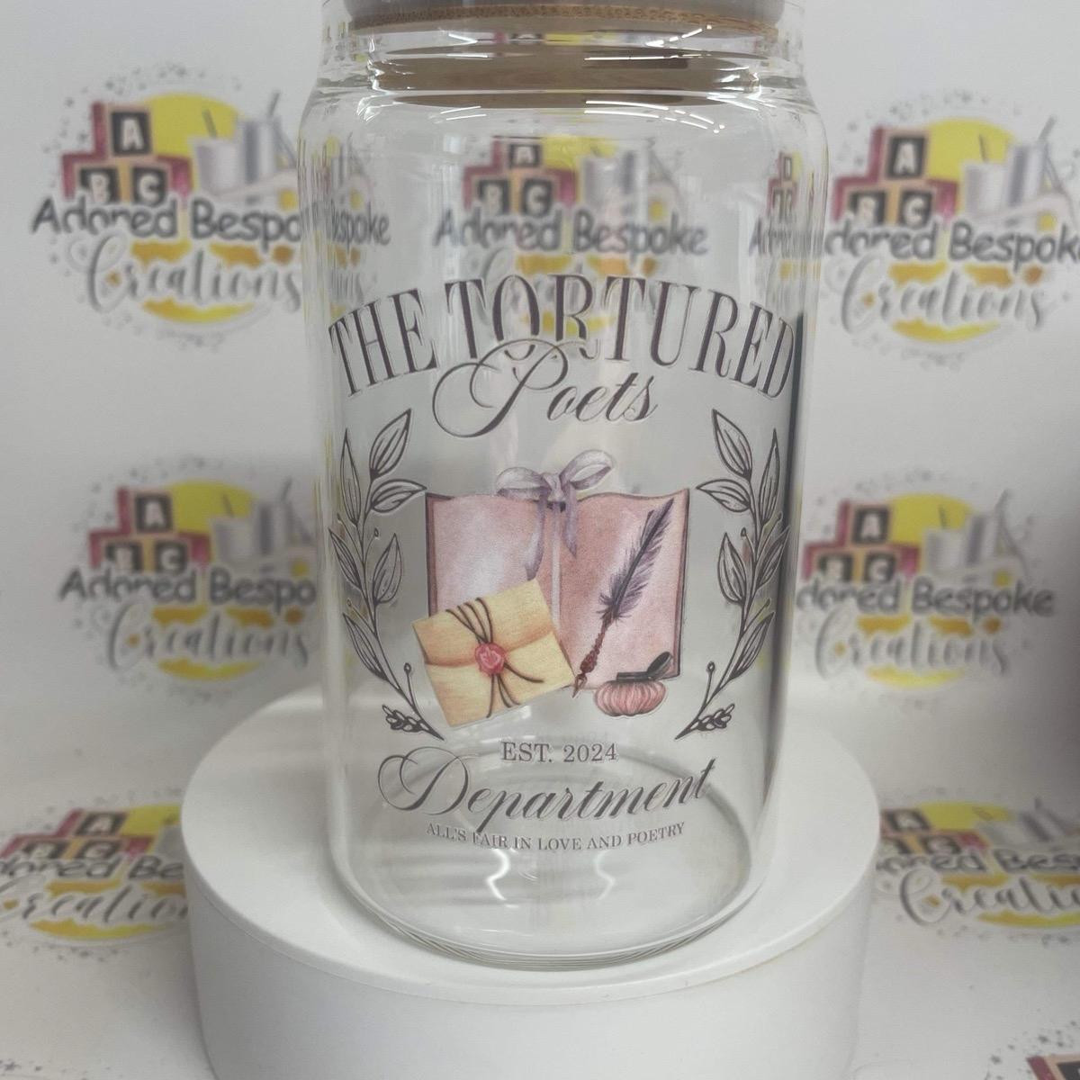Taylor swift tortured poets 16oz libbey glass can with glass straw and box Coffee Drinkware Reusable