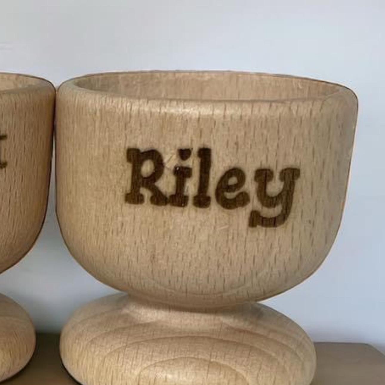 Personalised wooden egg cups - Breakfast Drinkware Engraved