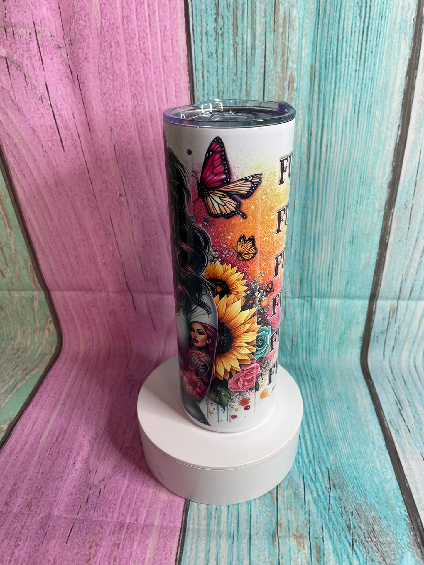 Girl with bubblegum fthis fthat inspired stainless steel tumbler with straw