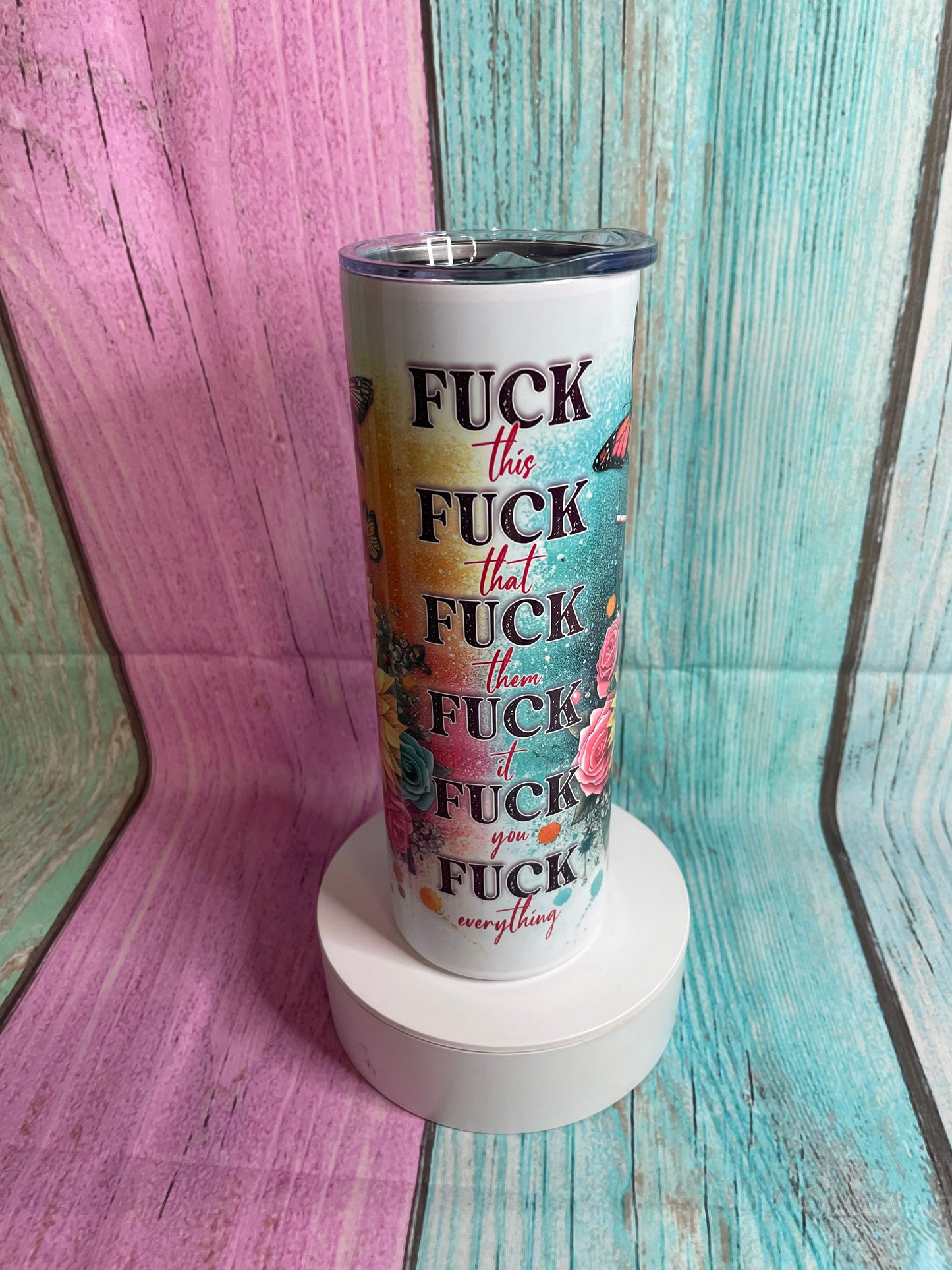 Girl with bubblegum fthis fthat inspired stainless steel tumbler with straw
