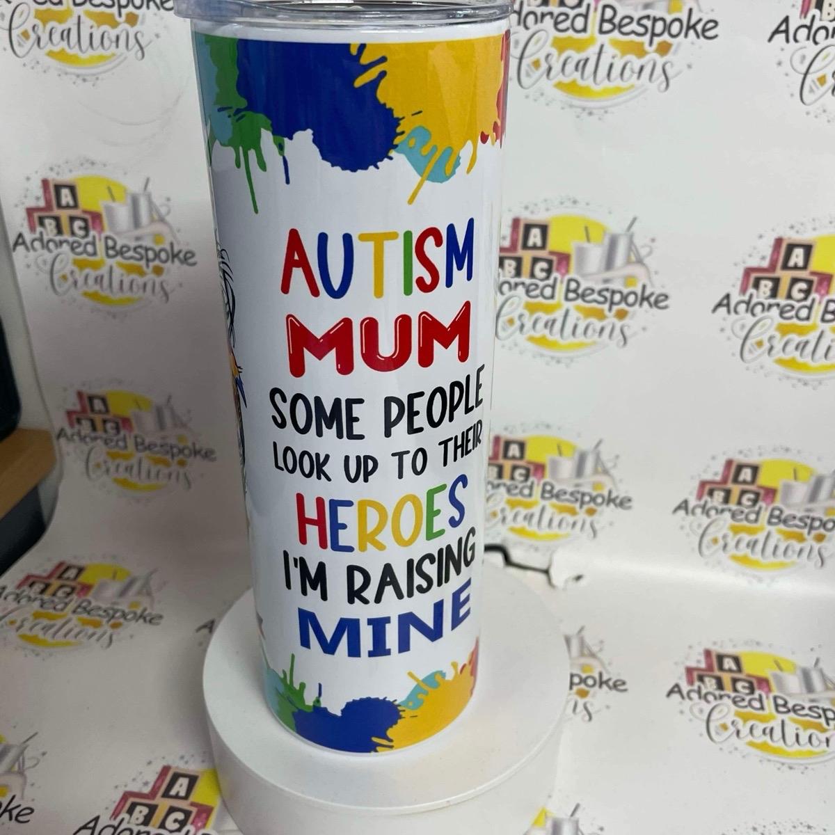 Proud Autism Mum 20/30oz tumbler with straw Drinkware Stainless Steel Reusable Bottle Lid Water Bottles Portable Bottle