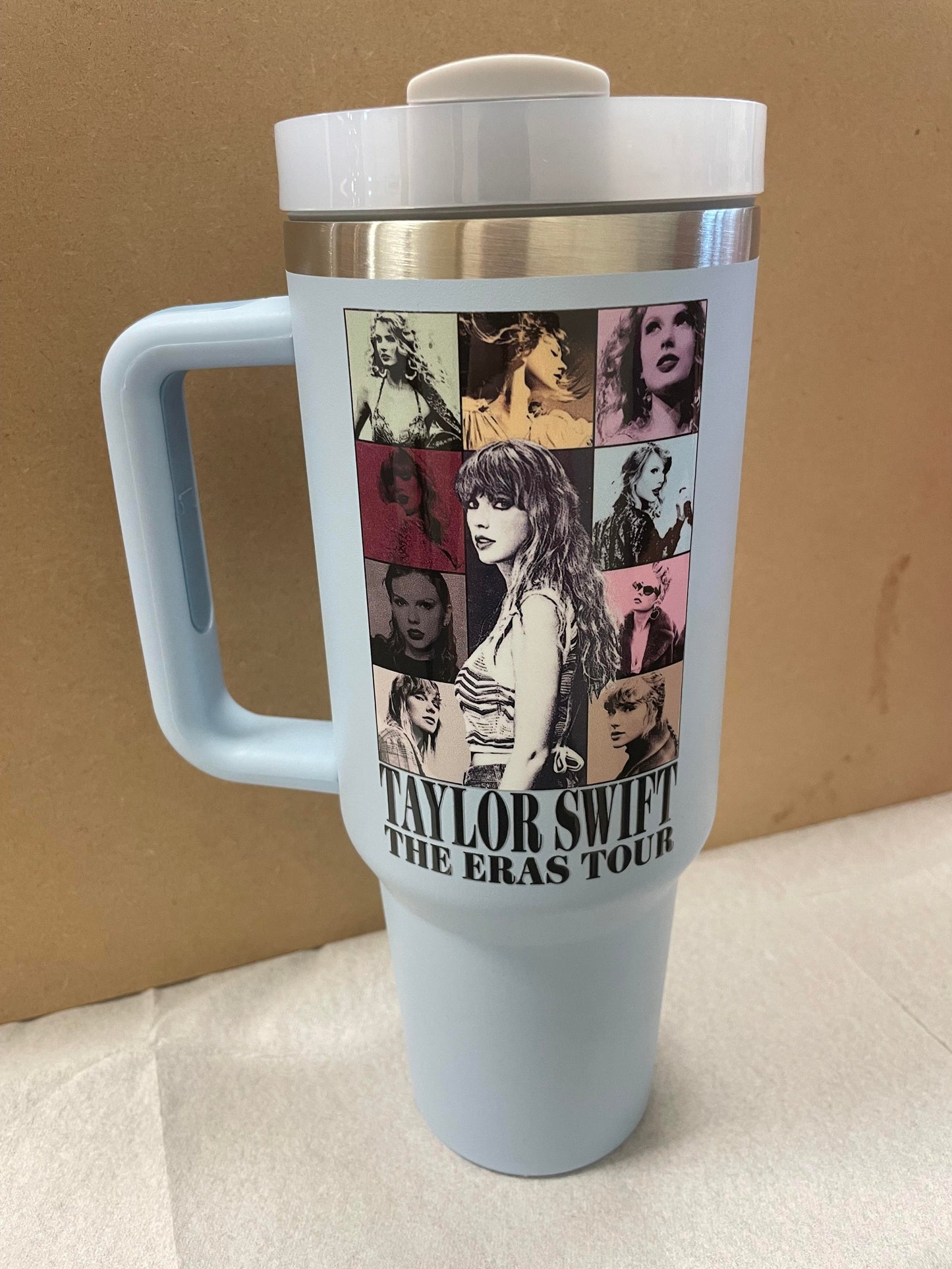 Taylor swift Eras Tour 40oz flask with handle lid and straw, water bottle. Swiftie.