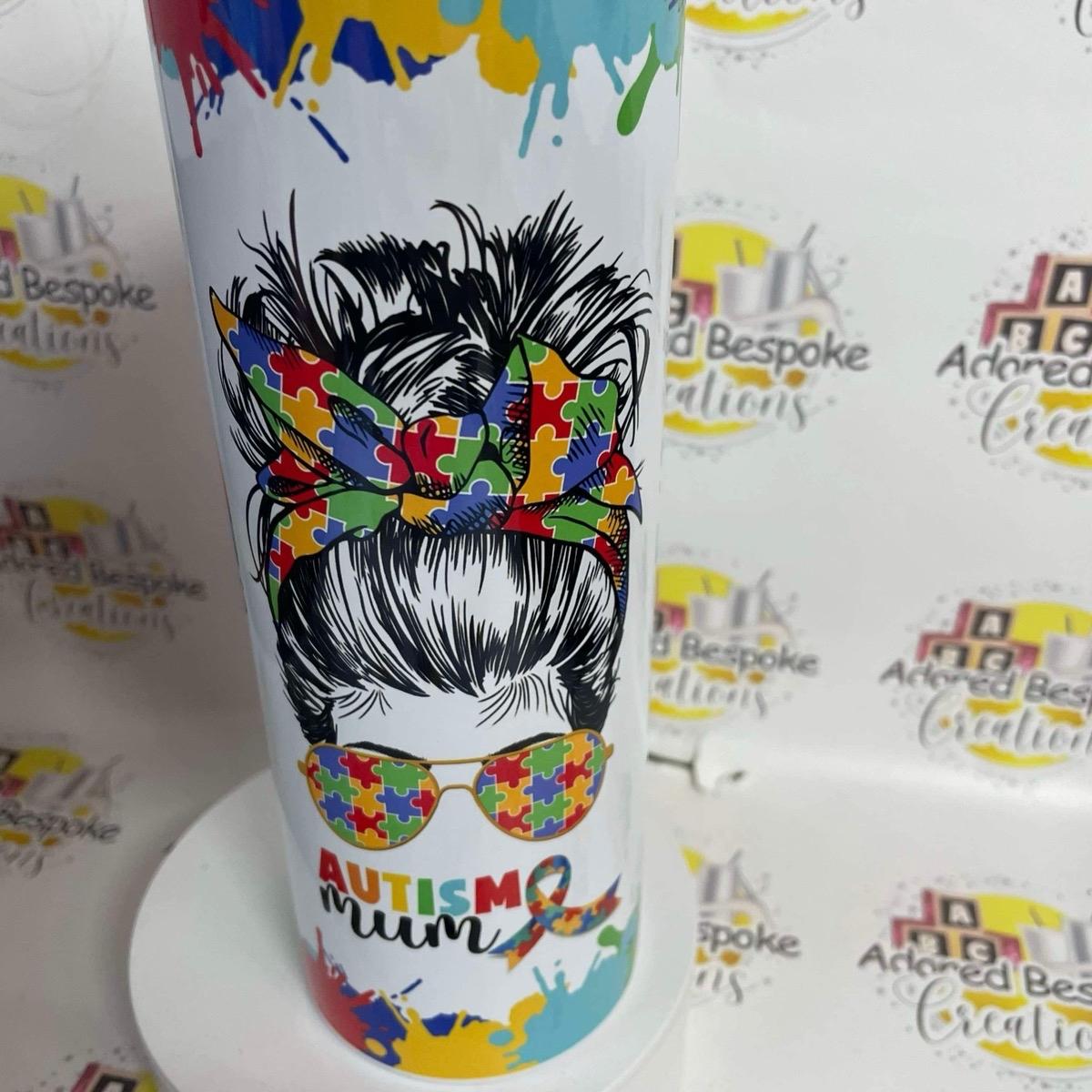 Proud Autism Mum 20/30oz tumbler with straw Drinkware Stainless Steel Reusable Bottle Lid Water Bottles Portable Bottle