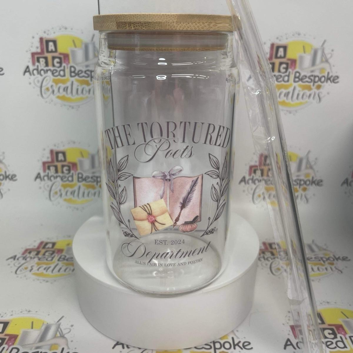 Taylor swift tortured poets 16oz libbey glass can with glass straw and box Coffee Drinkware Reusable