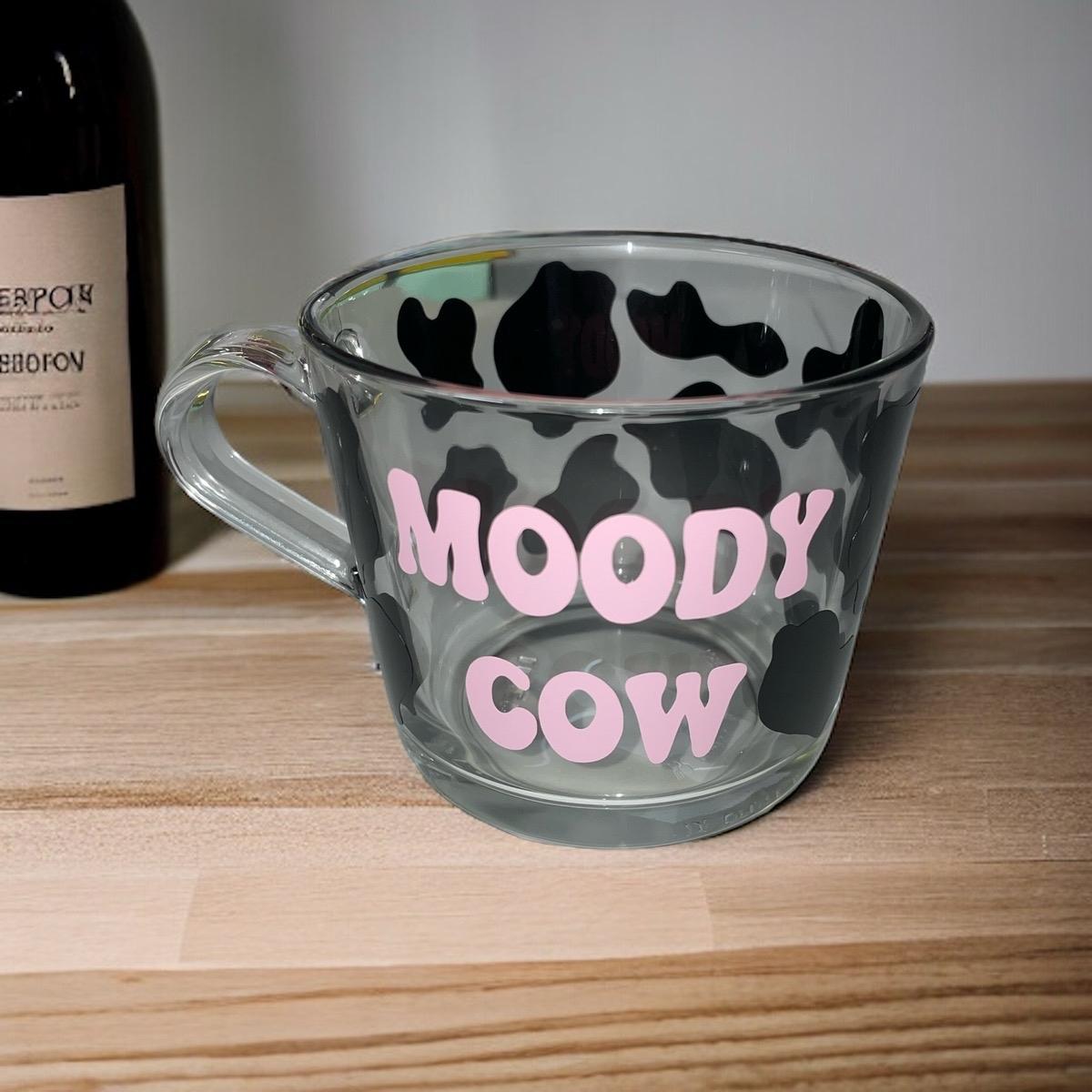 Moody Cow glass coffee mugs Drinkware Tea Cow Print Cup Stylish
