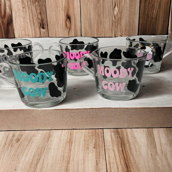 Moody Cow glass coffee mugs Drinkware Tea Cow Print Cup Stylish