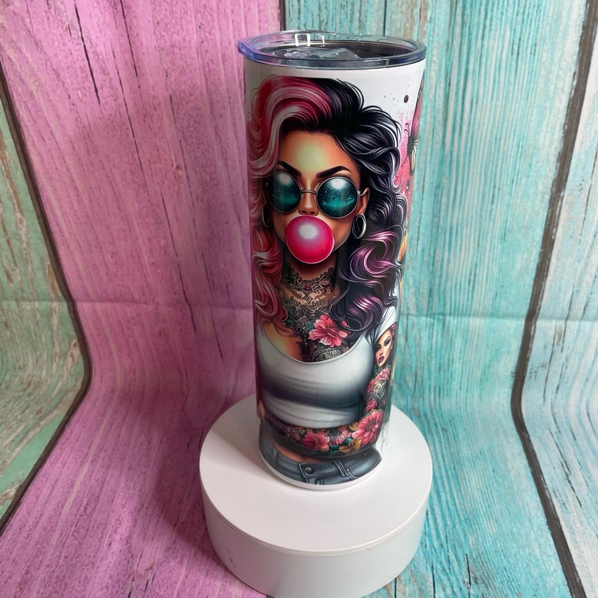 Explicit f this f that bubblegum 20oz/30oz skinny stainless steel tumbler with lid and straw